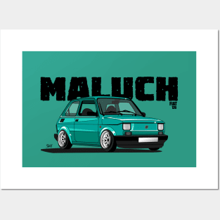 Fiat 126 Maluch Green Posters and Art